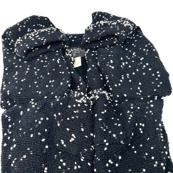 CHANEL Vintage 95A CC Logo Tweed Jacket Blazer #40 Black Wool Long [105651] - Picture 8 of 12